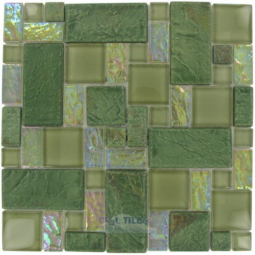 Glass & Stone - 12"x12" Glass Mosaic in Verdi Slate