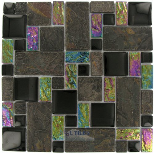 Glass & Stone - 12"x12" Glass Mosaic in Onyx Slate