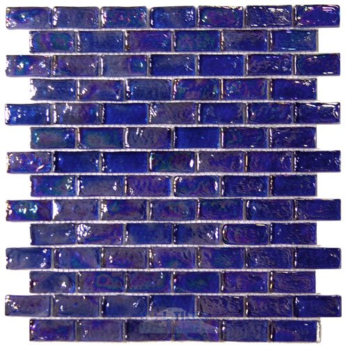 Mosaic Brick Cobalt Blue Iridescent 12" x 12" Film Faced Sheet
