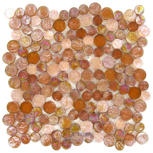 10 7/8" x 10 7/8" Glass Mosaic in Amber Iridescent Mix