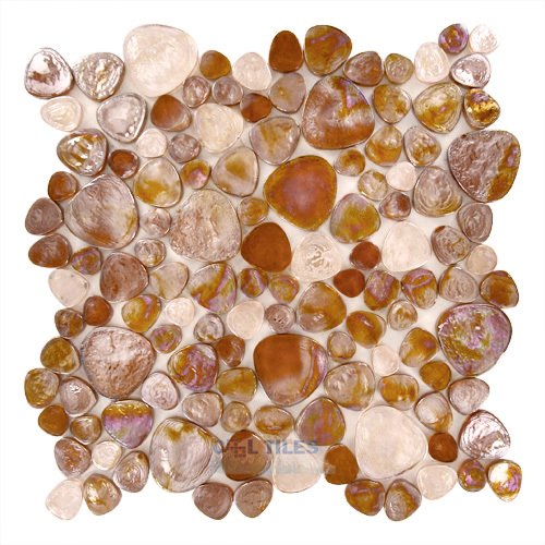 11 1/4" x 11 1/4" Glass Mosaic in Amber Iridescent Mix