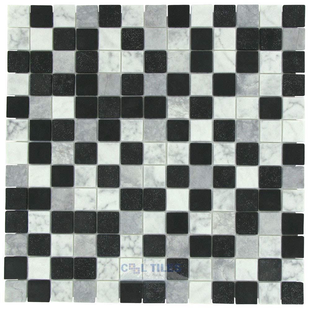 1" x 1" Tile in Carrara Mix Dark