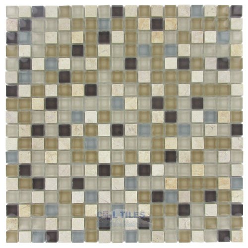 5/8" x 5/8" Glass & Stone Mosaic Tile in River