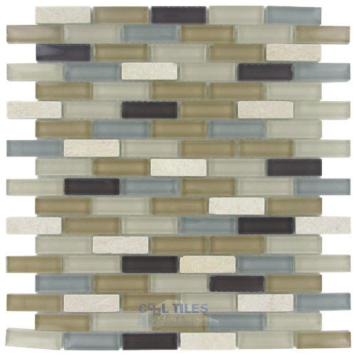 5/8" x 2" Glass & Stone Mosaic Tile in River