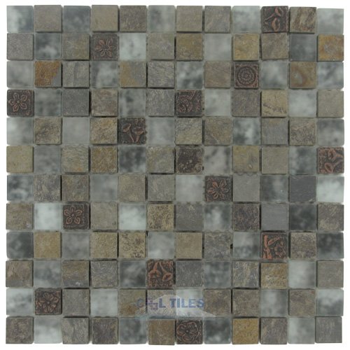 1" x 1" Glass & Stone Mosaic Tile in Cologne