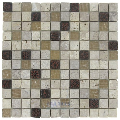 1" x 1" Glass & Stone Mosaic Tile in Glouster