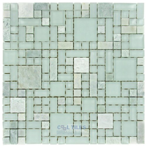 Ming Green and Glass Glass Mosaic Tile in Ming Green and Glass