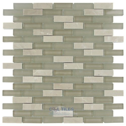 5/8" x 2" Glass & Stone Mosaic Tile in Sandstone