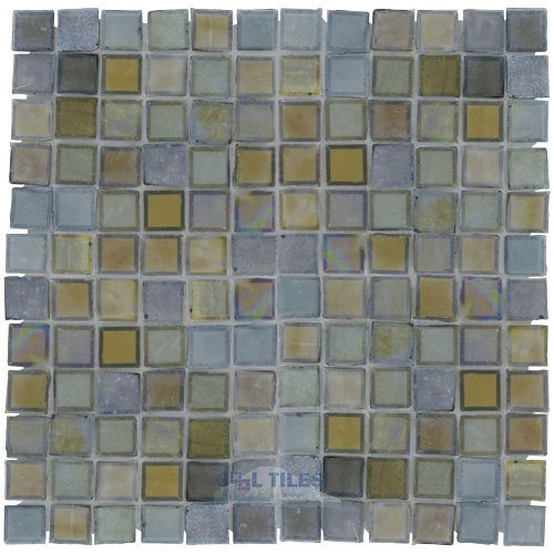 1" x 1" Glass Mosaic Tile in Sapphire Buds