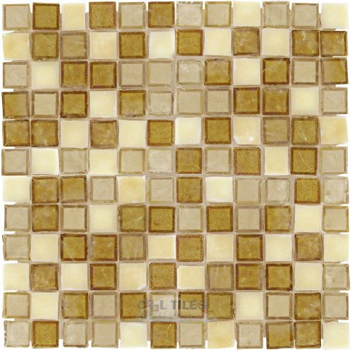 1" x 1" Glass Mosaic Tile in Desert Spoon