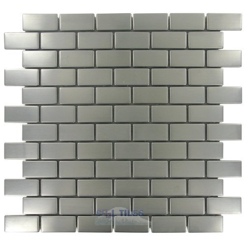1" x 2" Mosaic Tile in Brushed Stainless Steel