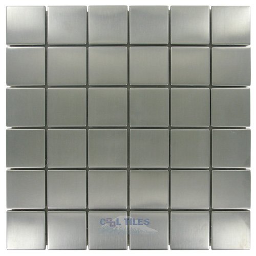 2" x 2" Mosaic Tile in Brushed Stainless Steel