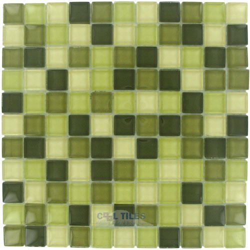 7/8" x 7/8" Glass Mosaic Tile in Mountain Meadow Clear