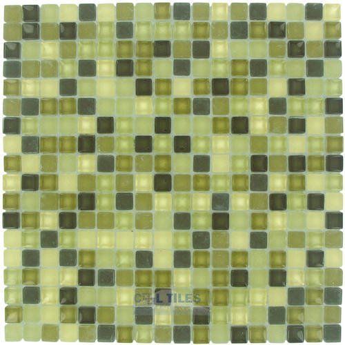 5/8" x 5/8" Glass Mosaic Tile With Frosted Glass in Mountain Meadow Blend