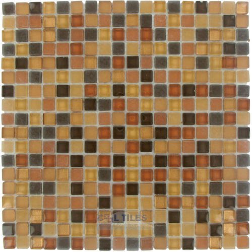 5/8" x 5/8" Glass Mosaic Tile With Frosted Glass in Sahara Twilight Blend