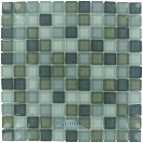 7/8" x 7/8" Glass Mosaic Tile in Stormy Skys Clear