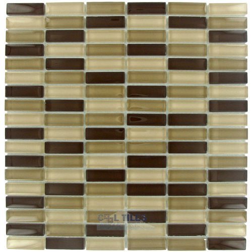 5/8" x 1 7/8" Straight Set Glass Mosaic Tile in Tierra Sands Clear