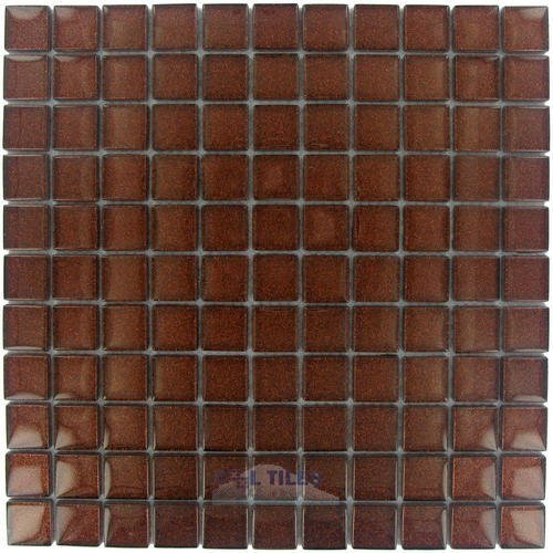 7/8" x 7/8" Glass Mosaic Tile in Chocolate Glitter