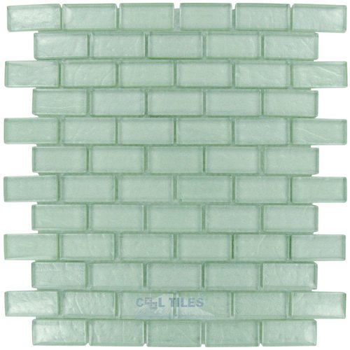 7/8" x 1 7/8" Brick Glass Mosaic Tile in Mint