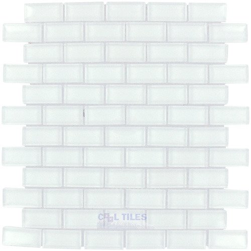 7/8" x 1 7/8" Brick Glass Mosaic Tile in White