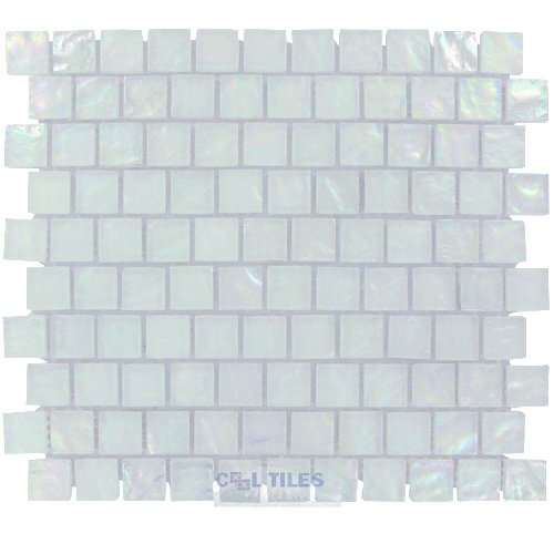 7/8" x 7/8" Glass Mosaic Tile in White Cosmo