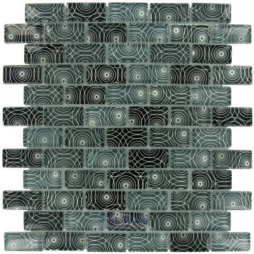 7/8" x 1 7/8" Brick Glass Mosaic Tile in Circles