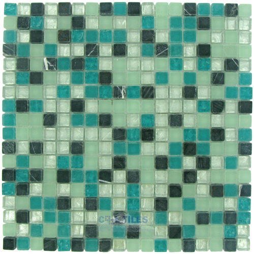 5/8" x 5/8" Glass and Stone Mosaic Tile in Nero Rain Glitter