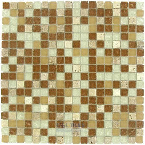 5/8" x 5/8" Glass and Stone Mosaic Tile in Tumble Rain