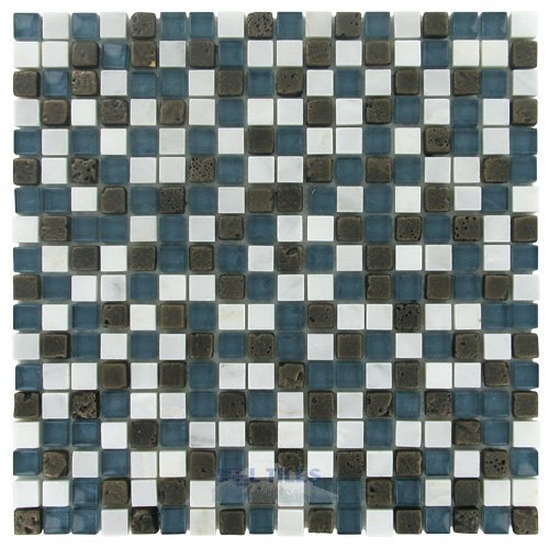 5/8" x 5/8" Stone & Glass Mosaic Tile in Bering Sea
