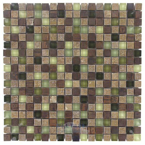5/8" x 5/8" Stone, Glass & Metal Mosaic Tile in Pistacio