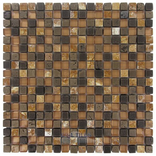 5/8" x 5/8" Stone & Glass Mosaic Tile in Caesars Gold