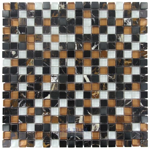 5/8" x 5/8" Stone, Glass & Metal Mosaic Tile in Carmeletto