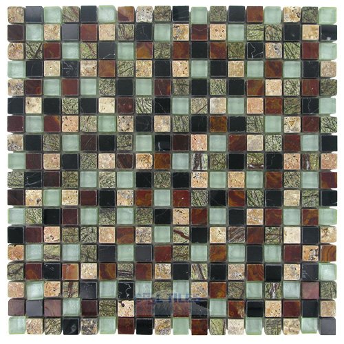 5/8" x 5/8" Stone & Glass Mosaic Tile in Lavish