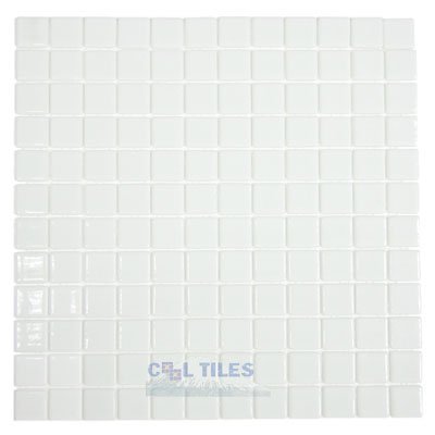 Recycled Glass Tile Mesh Backed Sheet in White