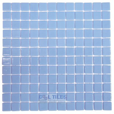 Recycled Glass Tile Mesh Backed Sheet in Turquoise Blue