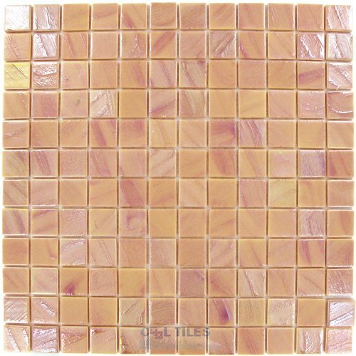 Recycled Glass Tile Mesh Backed Sheet in Coral Beige
