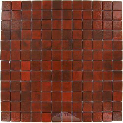 Recycled Glass Tile Mesh Backed Sheet in Red Sea
