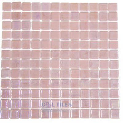Recycled Glass Tile Mesh Backed Sheet in Pink