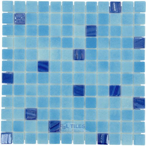 1" x 1" Color + Recycled Glass Tile in Turquoise