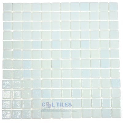 Recycled Glass Tile Mesh Backed Sheet in Fog Clear Sky Blue