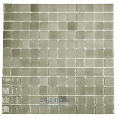 Recycled Glass Tile Mesh Backed Sheet in Fog Grey