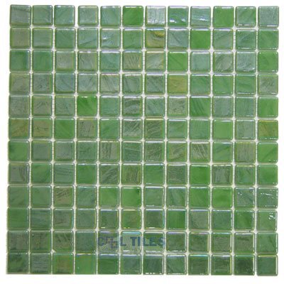 Recycled Glass Tile Mesh Backed Sheet in Green Iridescent