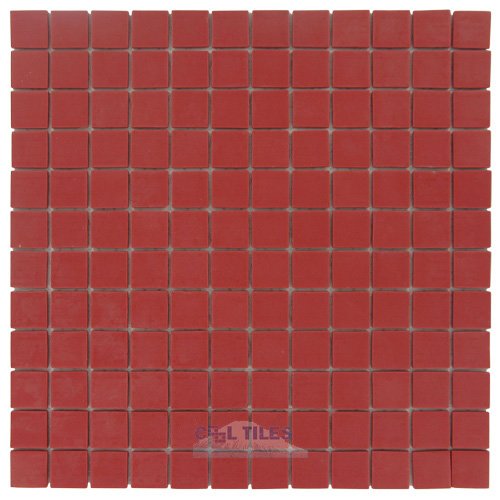 1" x 1" Recycled Glass Tile on 12 1/2" x 12 1/2" Meshed Backed Sheet in Candy Apple