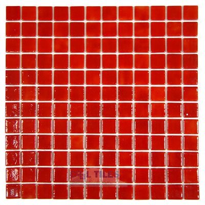 Recycled Glass Tile Mesh Backed Sheet in Intense Red