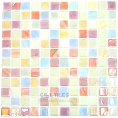 Recycled Glass Tile Mesh Backed Sheet in Deco 7 Iridescent