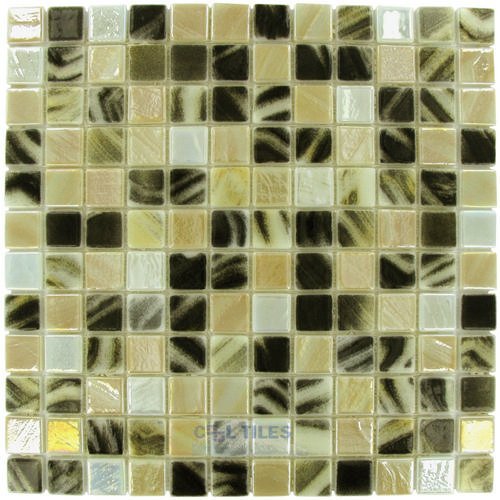 Recycled Glass Tile Mesh Backed Sheet in Leopard
