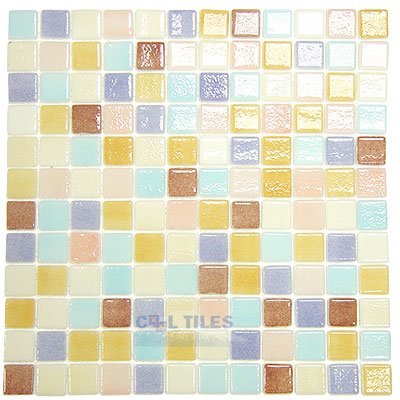 Recycled Glass Tile Mesh Backed Sheet in Pastel Mix