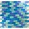 Aqua Mosaics - 1" x 2" Brick Poured Mosaic in Light Blue Blend
