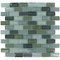 Illusion Glass Tile - 7/8" x 1 7/8" Brick Glass Mosaic Tile With Frosted Glass in Stormy Skys Blended