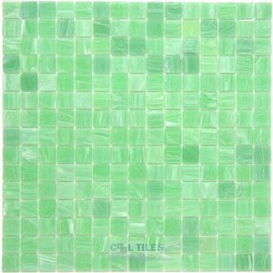 Vicenza Mosaico Glass Tiles USA - Spark 3/4" Glass Film-Faced Sheets in Verdeo Giglio